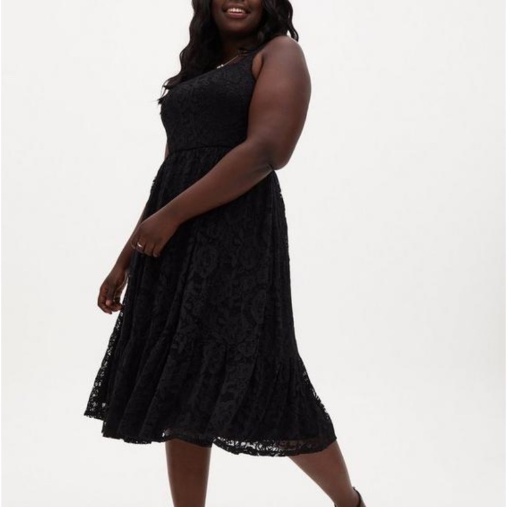 Torrid Midi Lace Square Neck Skater Dress - Picture 3 of 6